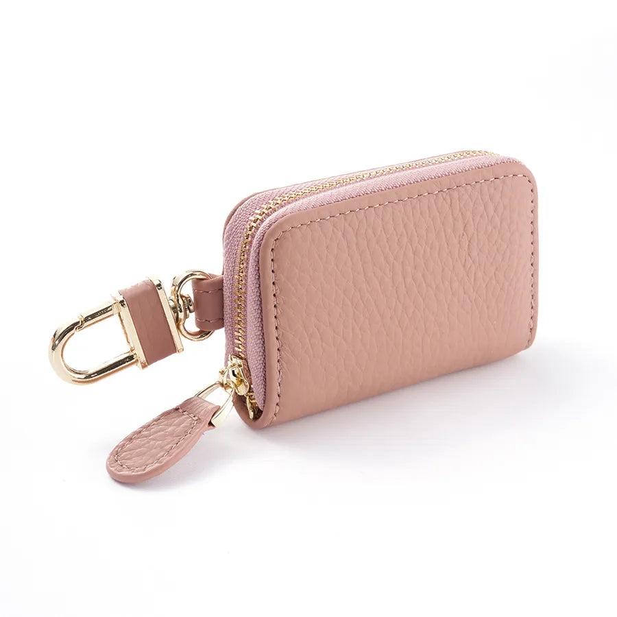 universal leather car key case  utility vehicle key case portable double zipper key case