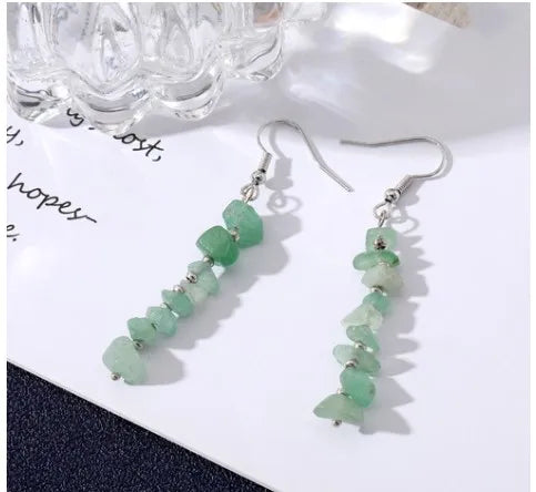 1 pair simple style star water droplets tassel chain natural stone drop earrings