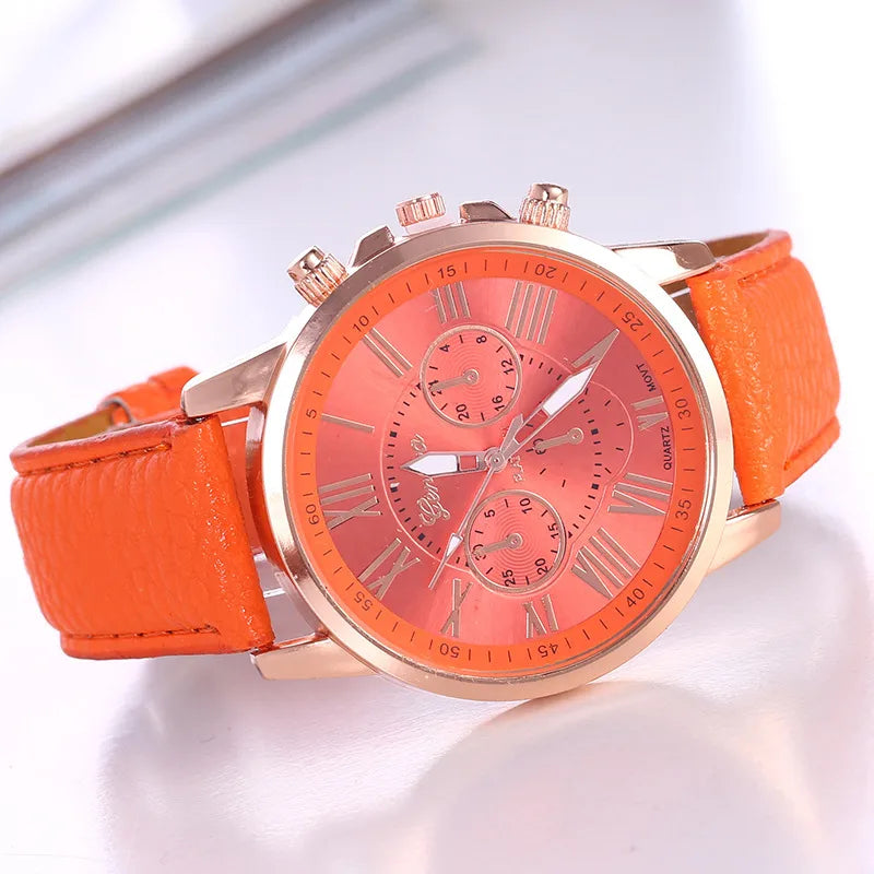 casual solid color buckle quartz women's watches