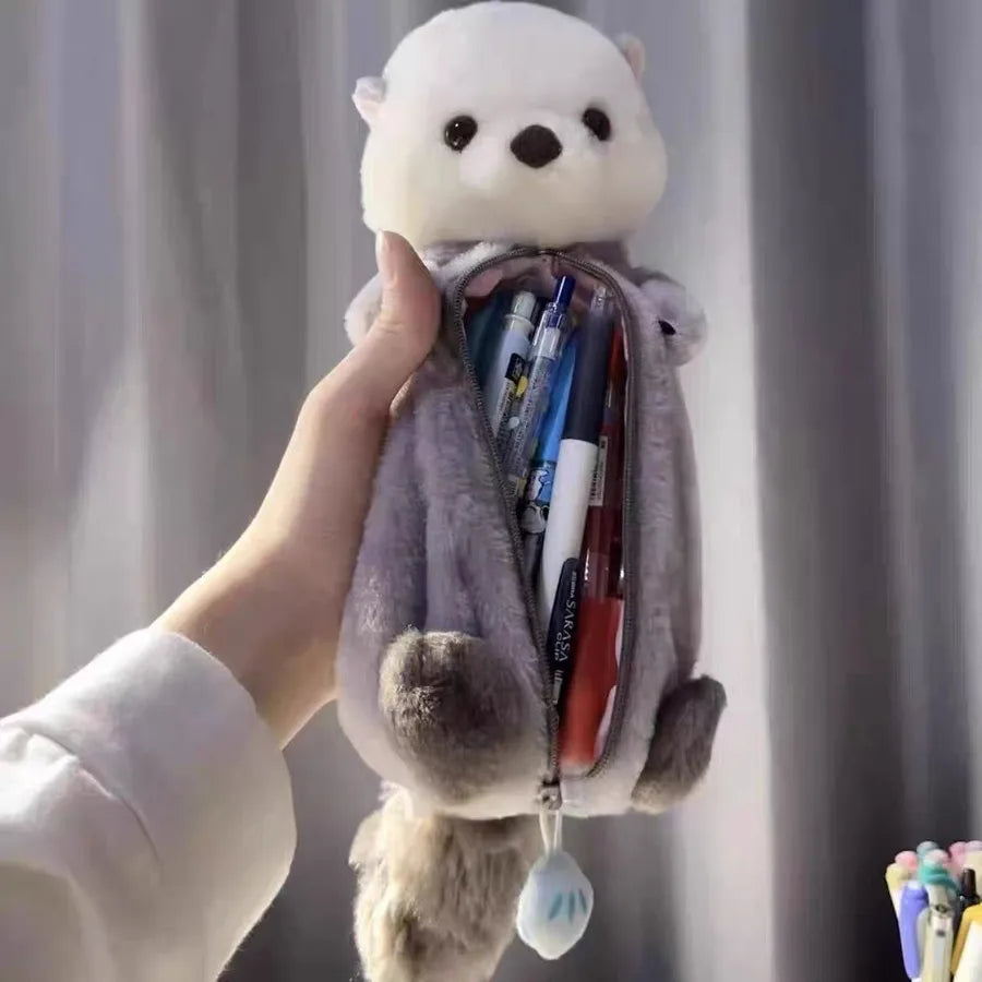 Creative plush doll pencil case ins style high-looking soft cute healing decompression doll stationery storage bag stationery bag