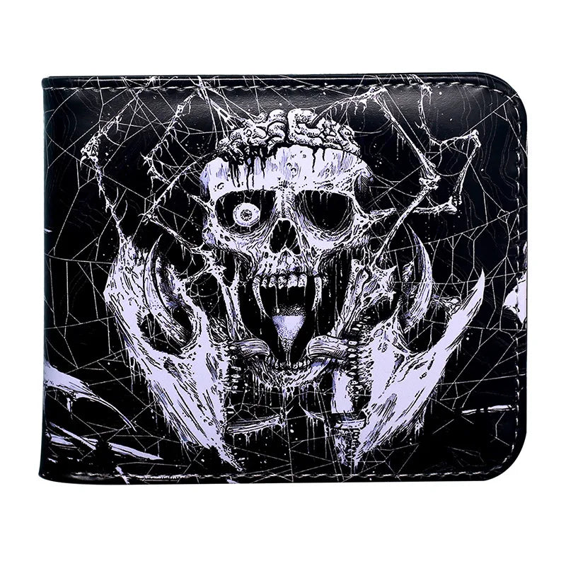 Men's Skull PVC Open Wallets