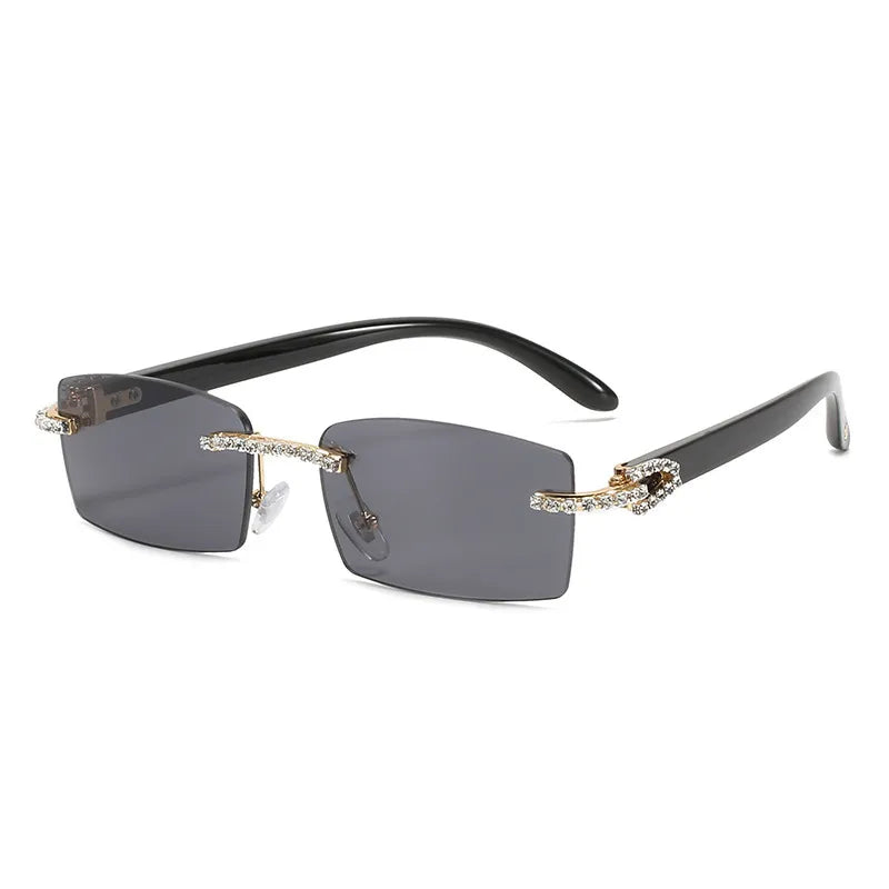 Retro Vacation Rectangle Pc Square Frameless Men's Sunglasses