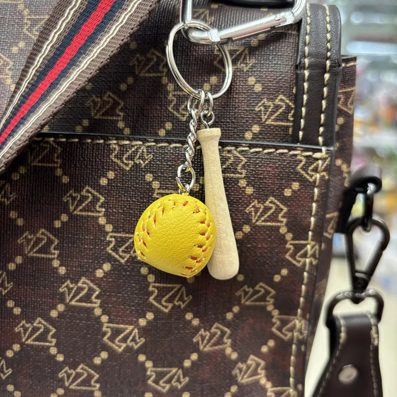 simple style sports ball pu leather metal unisex bag pendant keychain