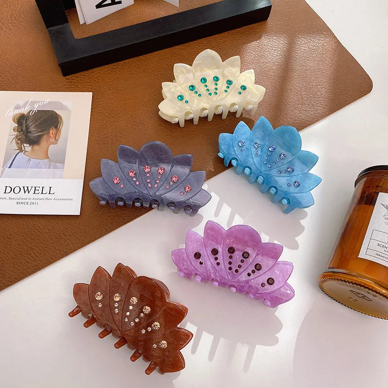Dove Acetate Board Diamond Embedded Hair Clip New Style Top Bun Shark Clamp Women's Luxury Feeling Hair Accessories