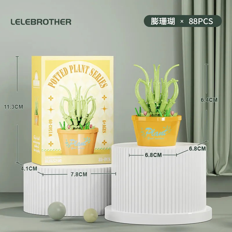 Compatible with  Blocks Flower Children's Educational Assembled Simulation Eternal Flower Flowers Fleshy Potted Toy Gift Wholesale