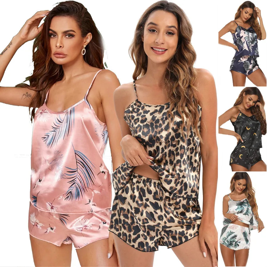 women's sexy leopard polyester printing shorts sets