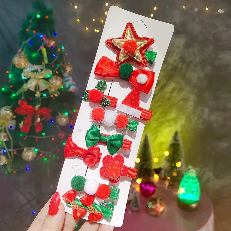 Christmas Christmas Bow Knot Cloth Metal Party Hairpin