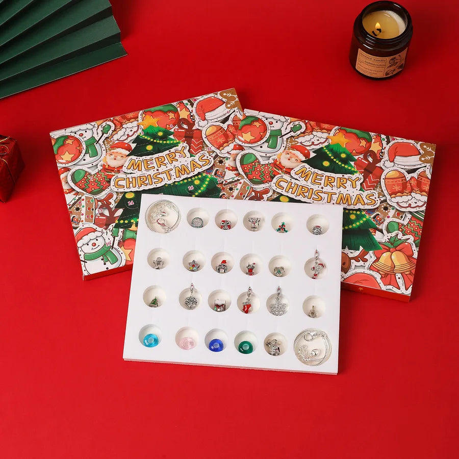 Christmas Countdown Calendar Gift Box DIY Christmas Bracelet Necklace Set Child Advent Festival Gifts Alloy Jewelry Kit