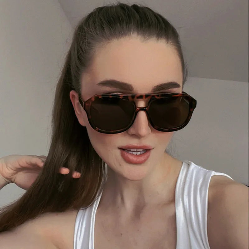 women's casual fashion sports geometric resin square full frame sunglasses