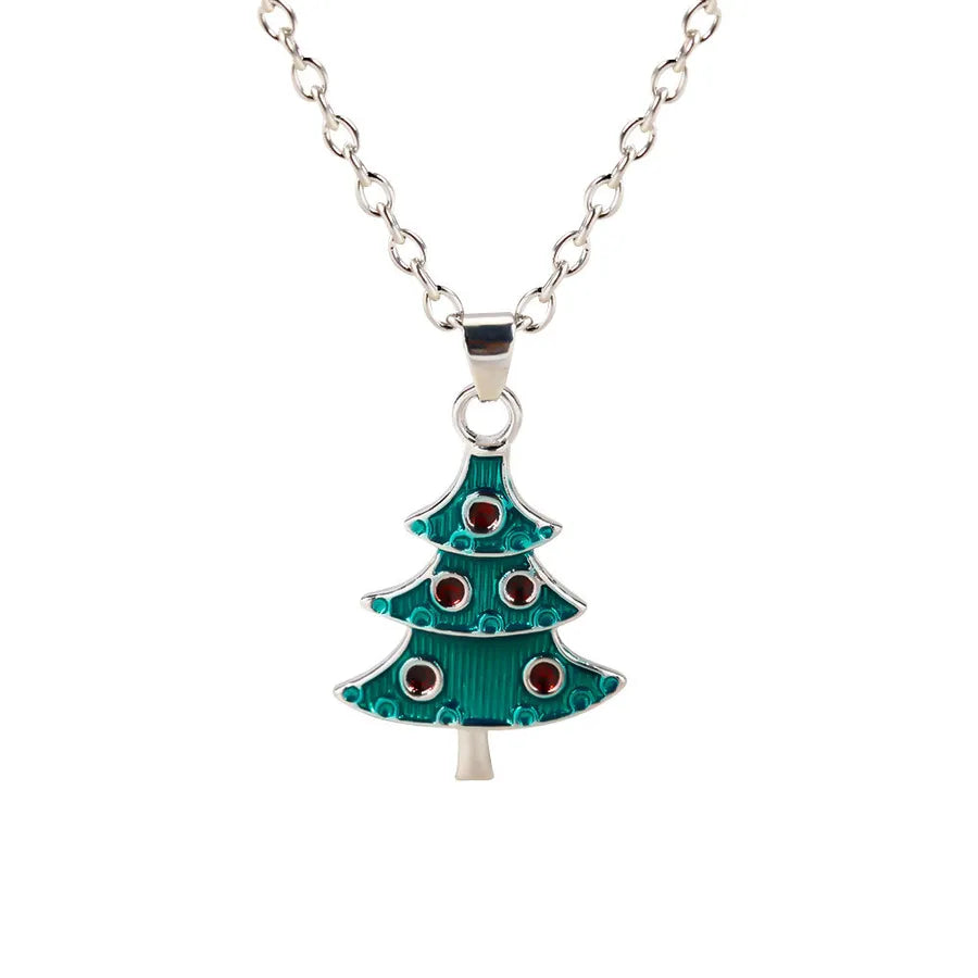 Christmas Themed Alloy Pendant Necklace With Bell Snowflake Design Geometric Pattern For Men And Women Christmas Tree Santa Claus Deer Stick