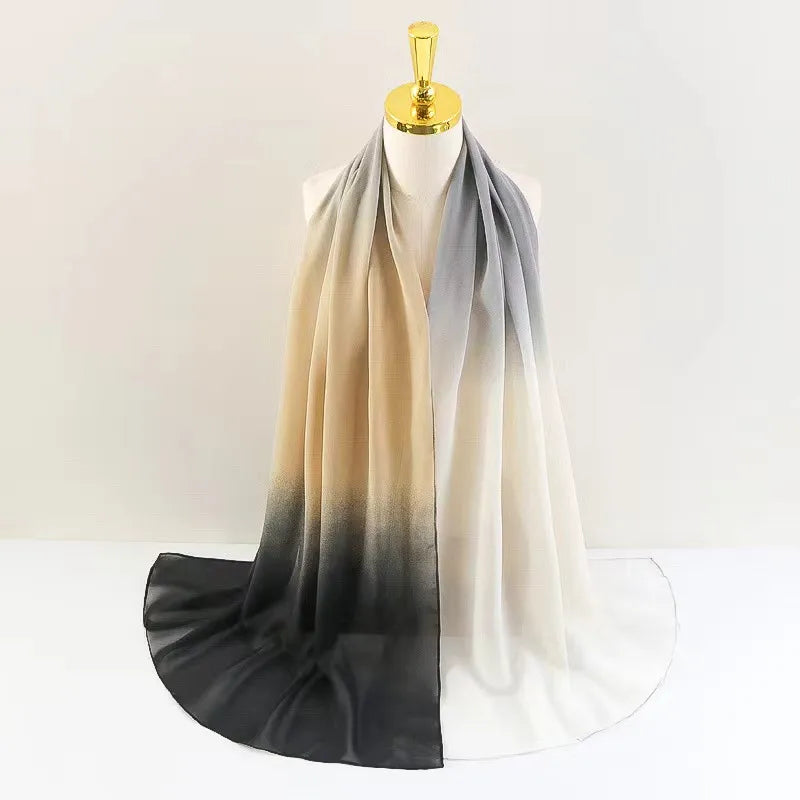 women's casual solid color chiffon printing scarf kerchief