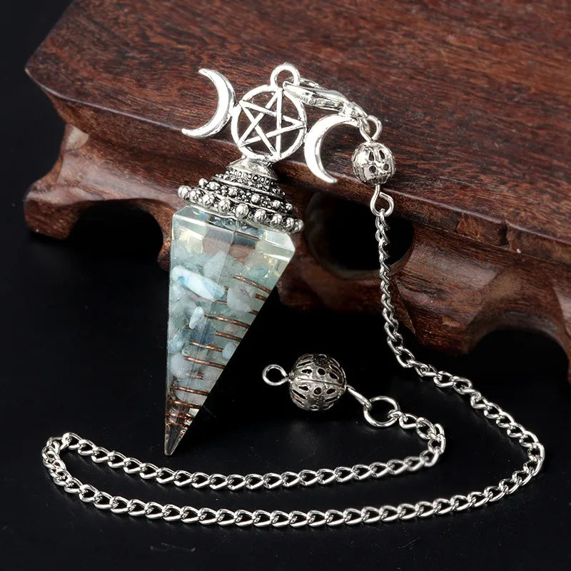 classic style color block semi-precious stone patchwork pendant necklace