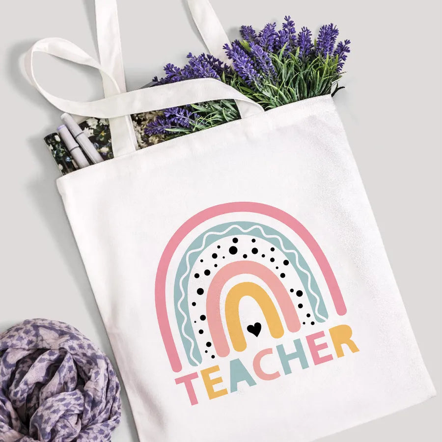 foreign trade Teach Love Rainbow printed canvas bag shoulder bag student fashion handbag spot