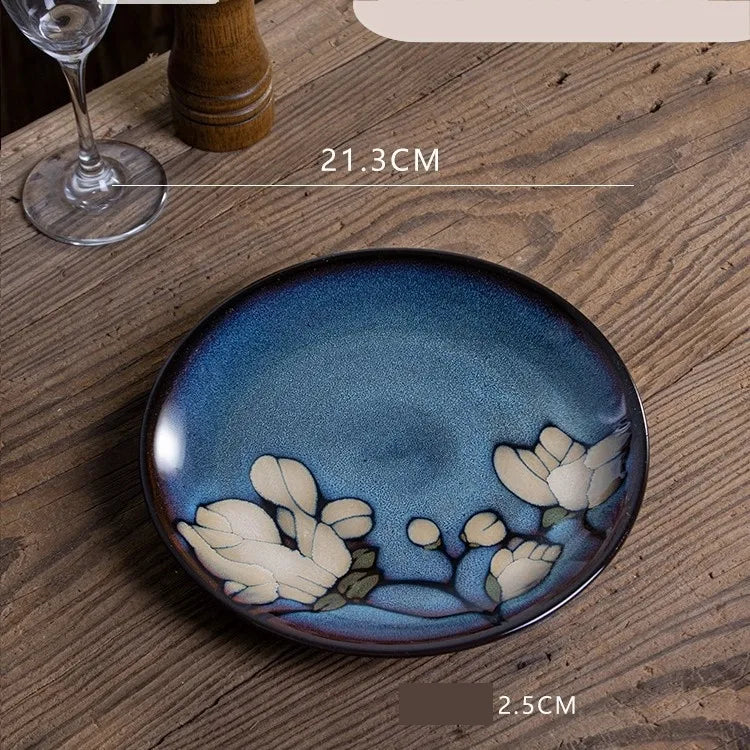 Retro Solid Color Flower ceramics Tableware 1 Piece