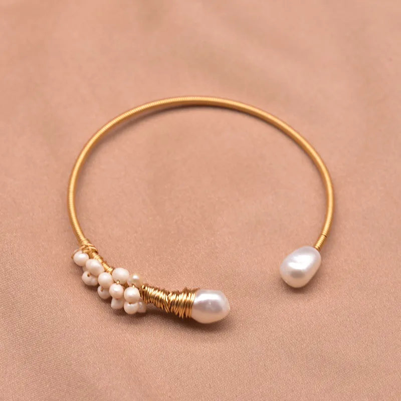 retro oval flower pearl inlay turquoise bracelets