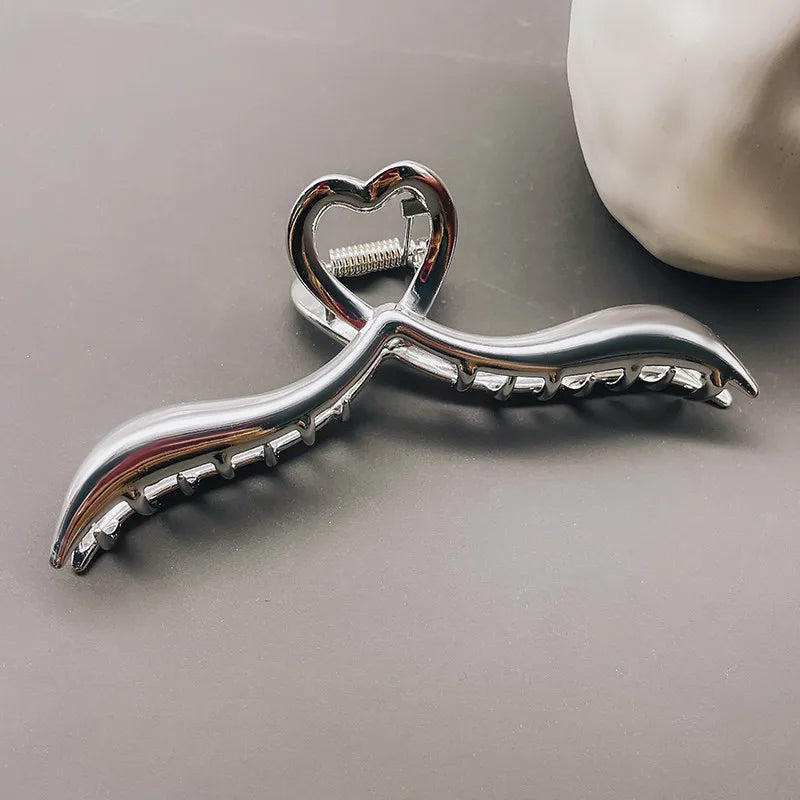 simple style sector shell rectangle imitation pearl rhinestone metal hair claws