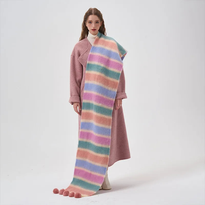 women's sweet color block acrylic scarf