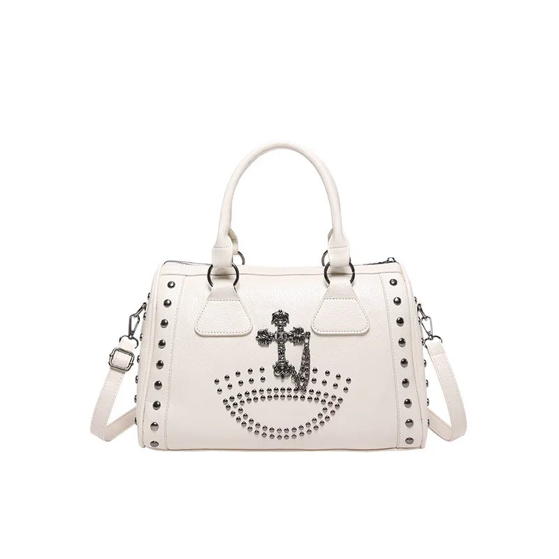 Women's Pu Leather Cross Classic Style  Chain Pillow Shape Zipper Shoulder Bag Handbag Crossbody Bag