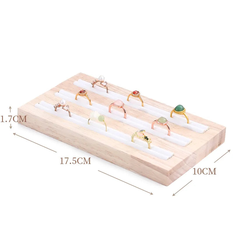 Elegant Wooden Jewelry Display Stand Ring Holder Multi-Functional Luxury Style Square Insert Plate Jewelry Accessory Showcase
