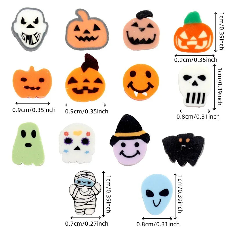 Halloween Style Colorful Punch Soft Clay Bat Pumpkin Ghost Handmade Diy Soft Clay Slice Kit Jewelry Accessories Design Features