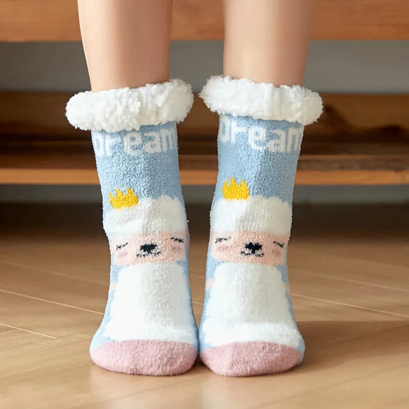 Christmas Sweet Women's Cartoon Polyacrylonitrile Fiber Crew Socks A Pair