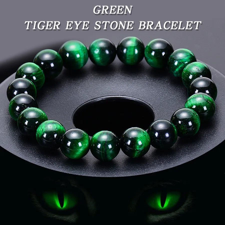 explosions 4-10mm green tiger eye bracelet simple elastic rope solid color beaded bracelet factory wholesale bracelet