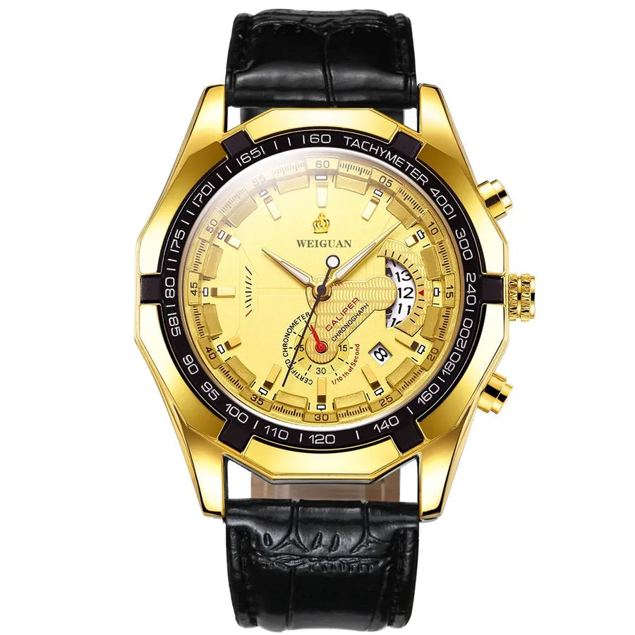 casual geometric single folding buckle quartz men's watches