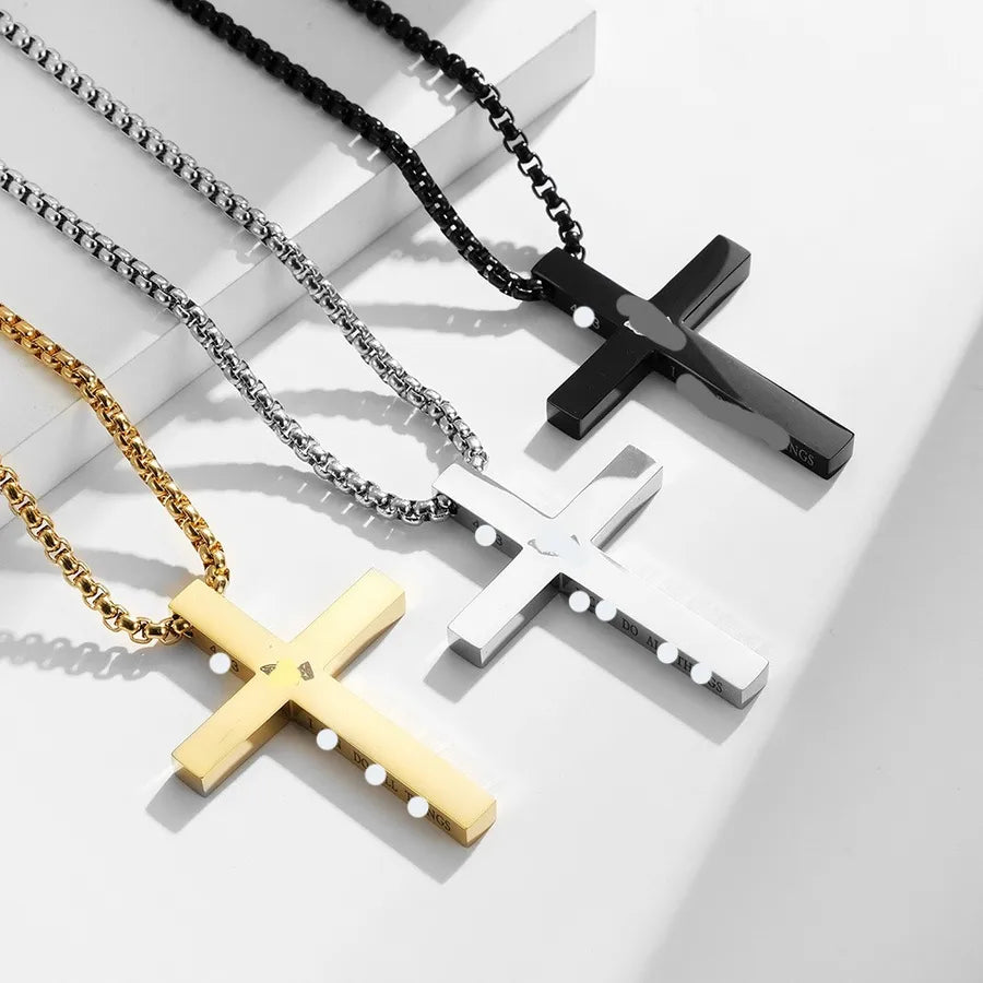 Hip-Hop Retro Cross 304 Stainless Steel Polishing Men's Pendant Necklace