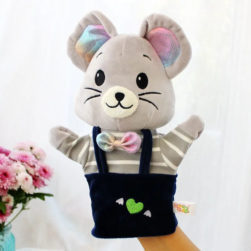 Can open mouth cartoon animal plush hand puppet parent-child toy mouth can move a variety of styles  spot mixed batch