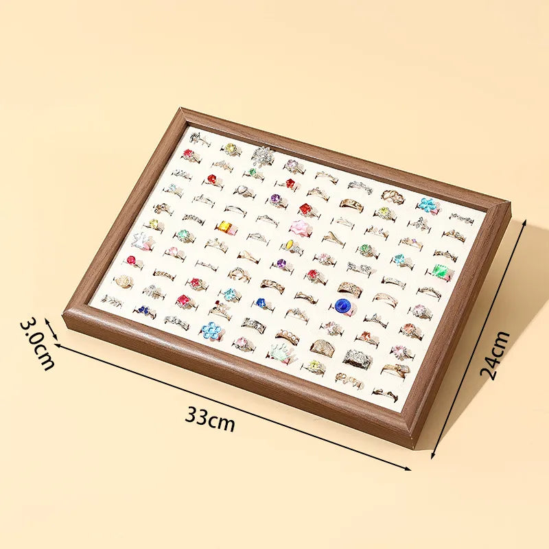 Creative Wooden Jewelry Display Tray Earring Storage Plate Jewelry Box Showcase Props Stand Wood Grain Pattern