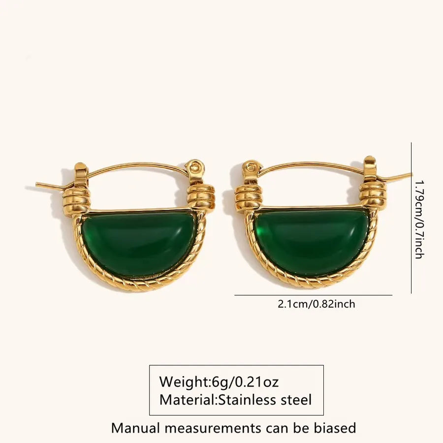1 Pair Vintage Style Simple Style Geometric Semicircle 304 Stainless Steel 18K Gold Plated Ear Studs