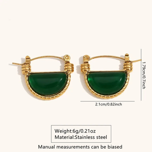 1 Pair Vintage Style Simple Style Geometric Semicircle 304 Stainless Steel 18K Gold Plated Ear Studs