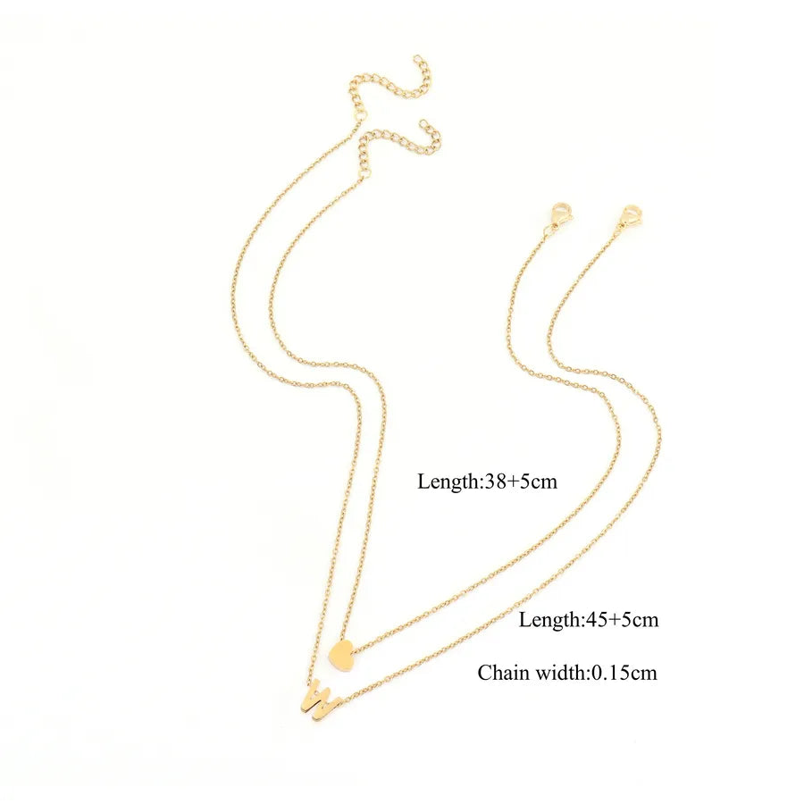 Wholesale Jewelry Simple Style Classic Style Letter Heart Shape 201 Stainless Steel 304 Stainless Steel cable chain Pendant Necklace