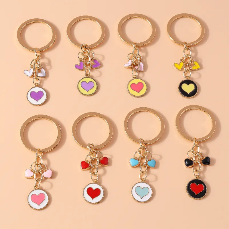 Cartoon Style Sweet Simple Style Round Heart Shape Alloy Keychain