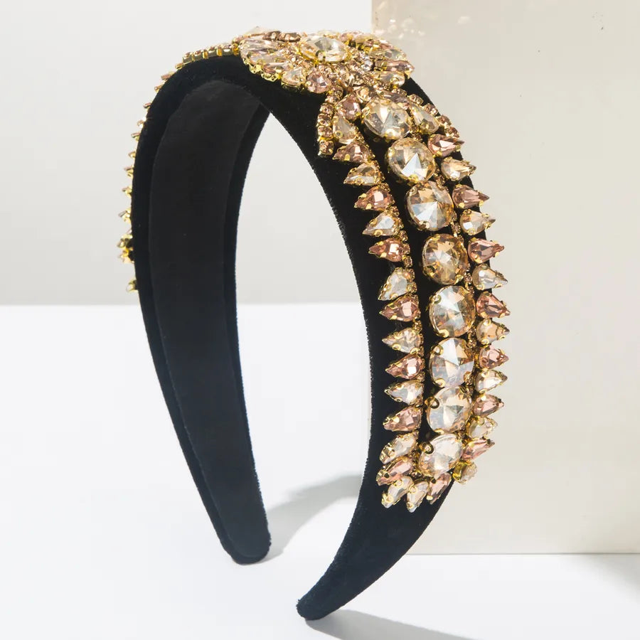 Elegant Baroque Style Simple Style Women's Geometric Glass Inlay Glass Hair Band