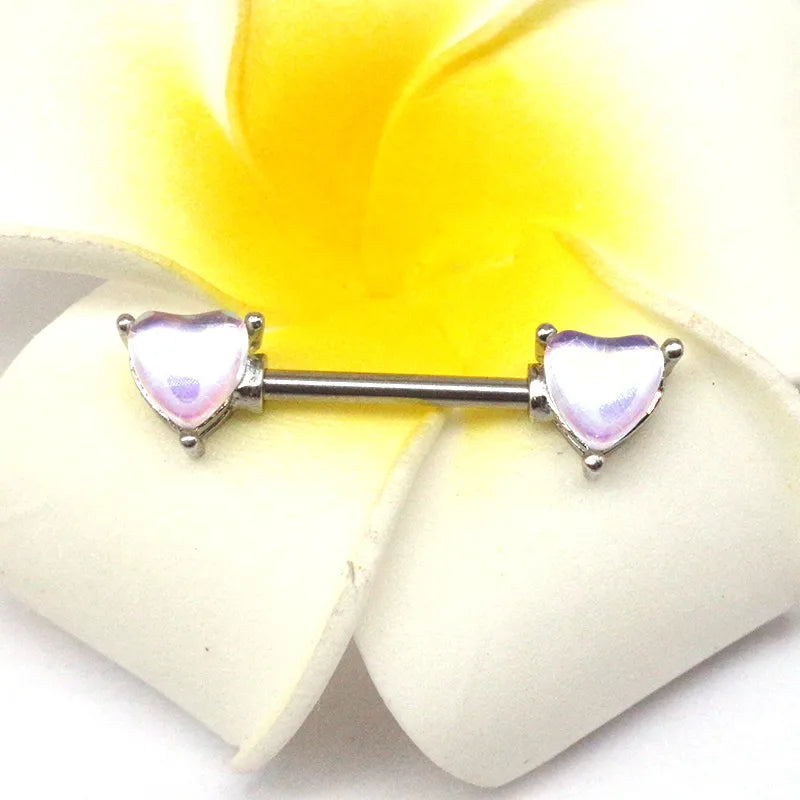 1 Piece Nipple Rings & Studs Sexy Heart Shape 316L Stainless Steel  Alloy Plating Inlay Acrylic White Gold Plated Nipple Rings & Studs