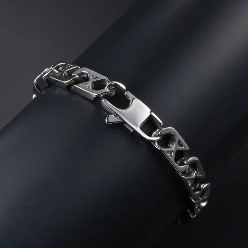 Vintage Style Geometric Titanium Steel Polishing Men's Bracelets Men Chain Bracelets