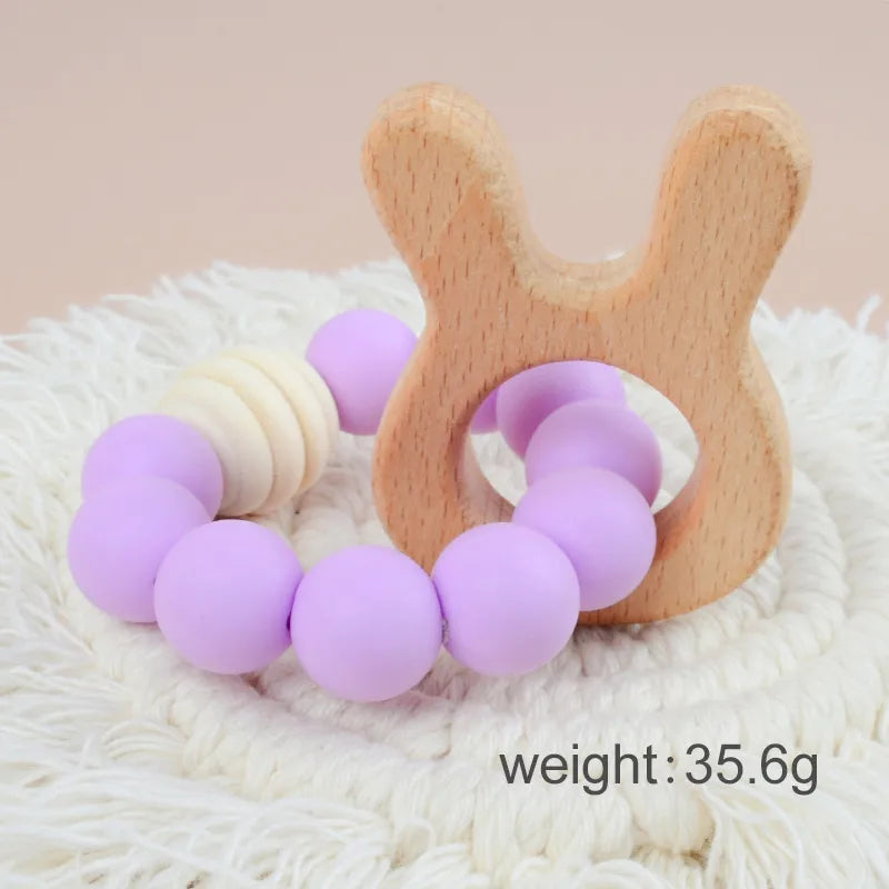 cute solid color beech silicone teething stick baby accessories