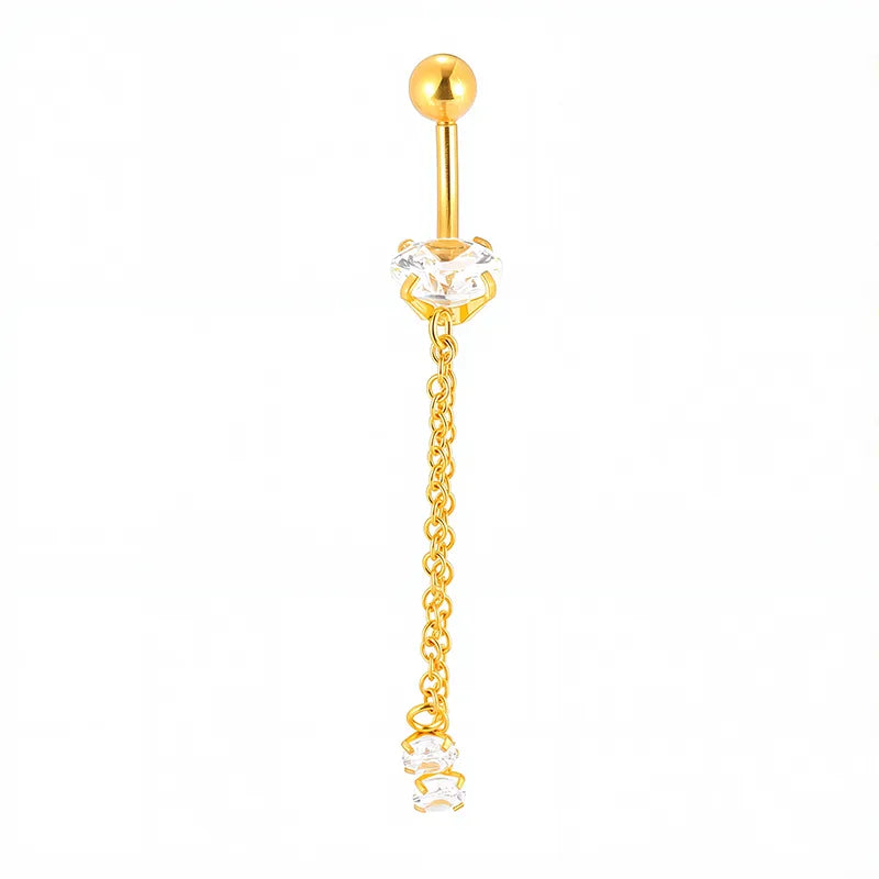 1 Piece Belly Rings Nordic Style Sexy Simple Style Star Mermaid 316L Stainless Steel  Polishing Zircon 18K Gold Plated