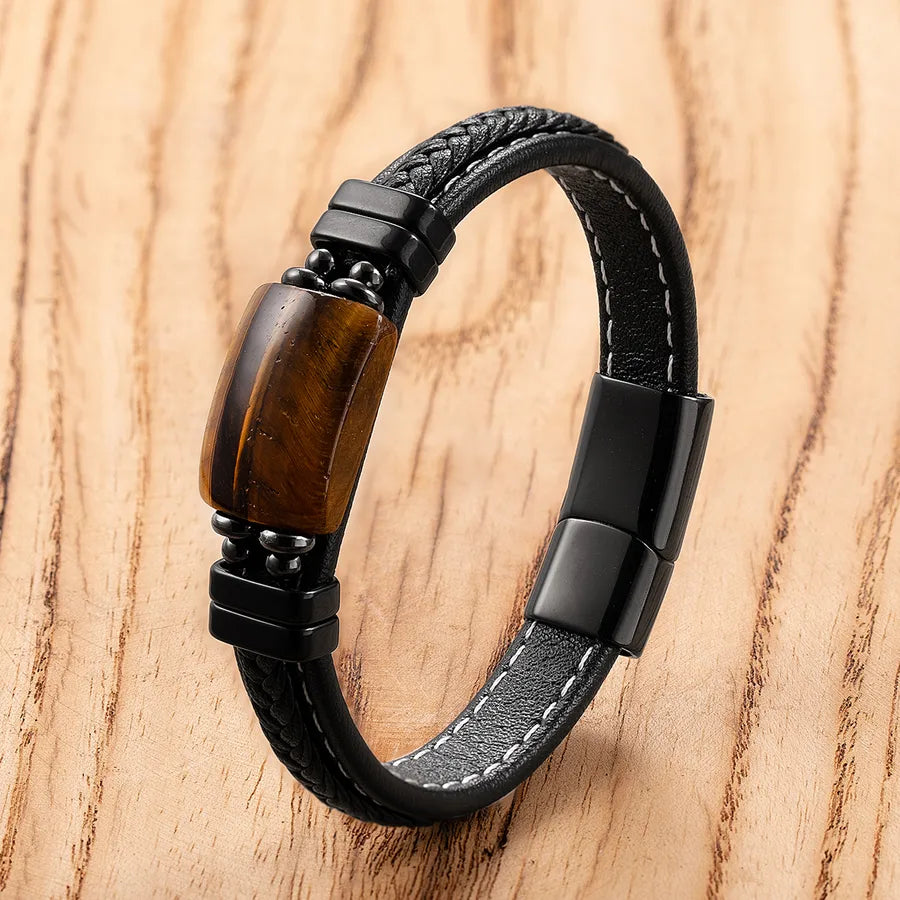 Vintage Style Simple Style Classic Style Geometric Leather rope Stone Metal Men's Bracelets