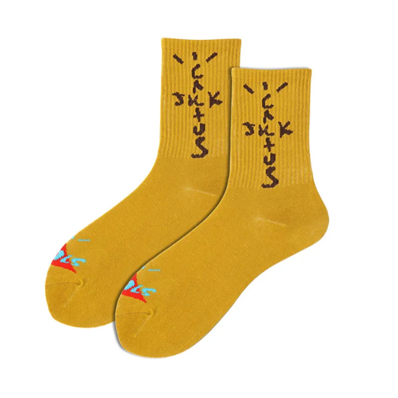 unisex casual letter cotton crew socks a pair