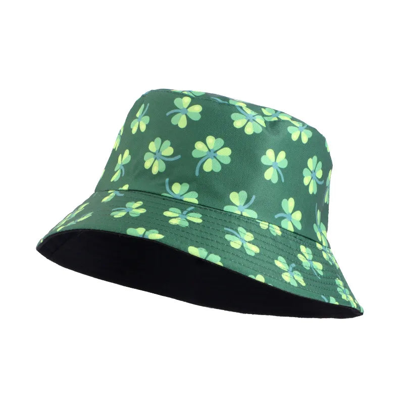 Double-Sided Wear Fisherman Hat Outdoor Travel Sunshade Cap Printed Bucket Hat Flat Top Hat Casual Elegant Women Style Summer Hat