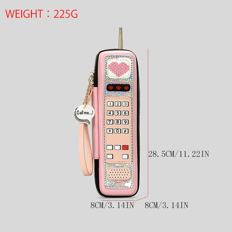 Pu Leather Mobile Phone Heart Shape Square Clutches