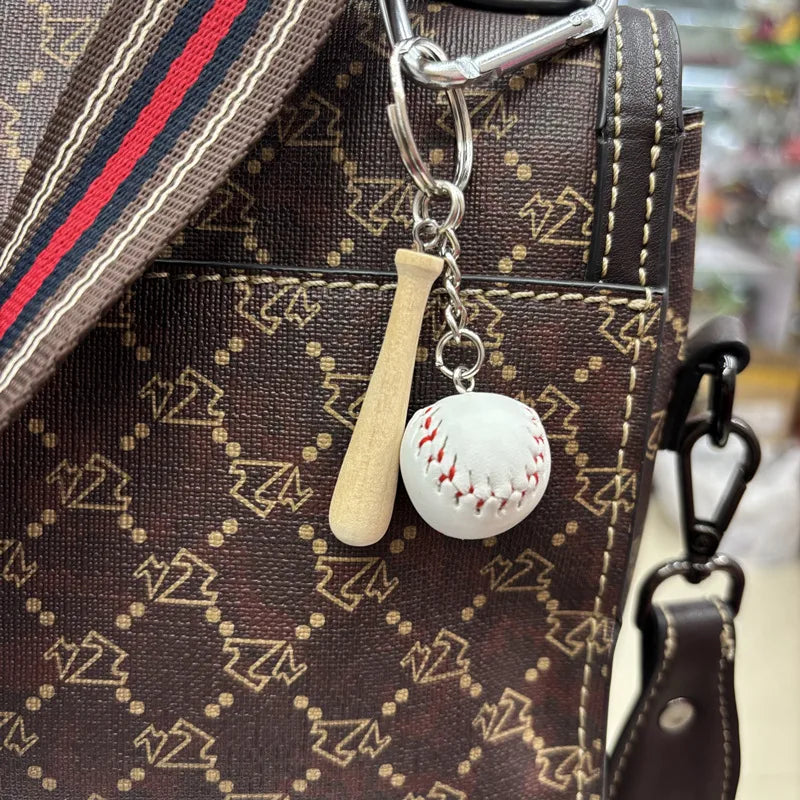 simple style sports ball pu leather metal unisex bag pendant keychain
