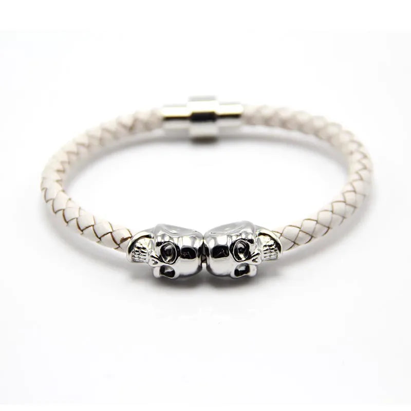Punk Skull Leather Copper Halloween Men's Bangle