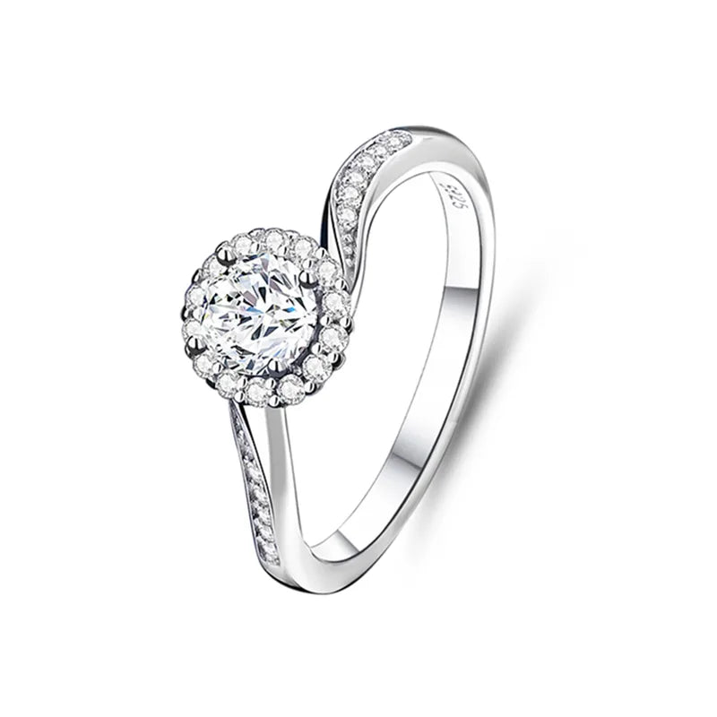 925 Sterling Silver Moissanite Round Rings