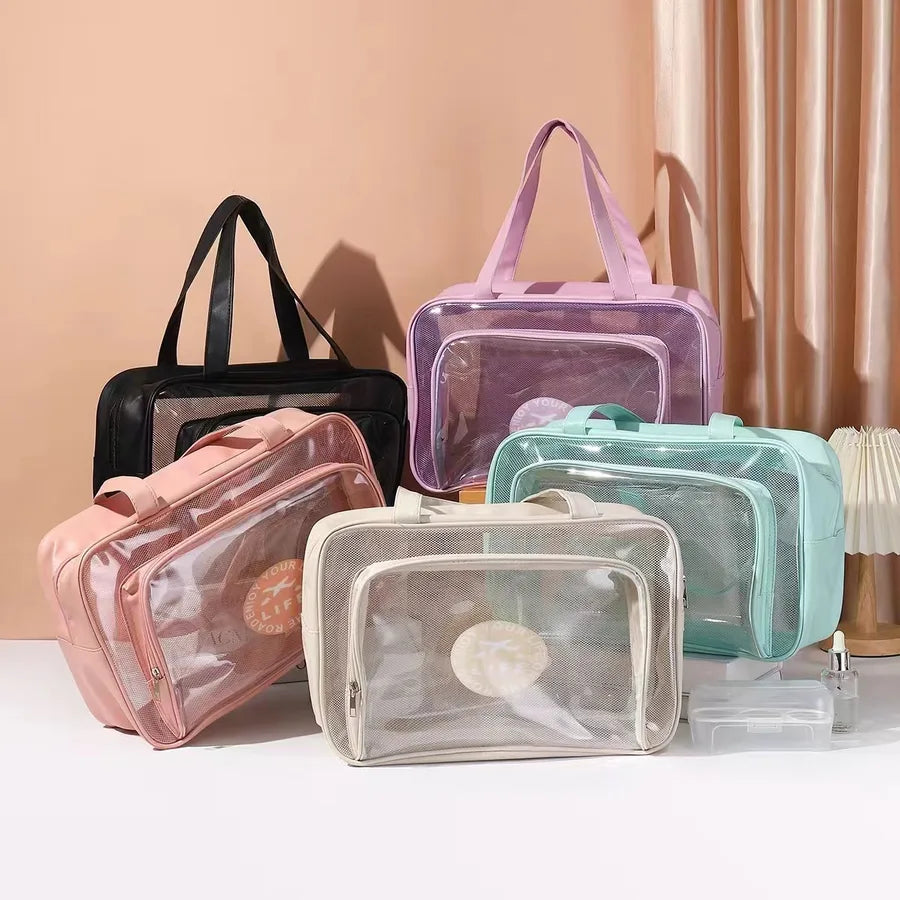Dry Wet Separation Wash Bag Transparent PVC Portable Shoulder Swim Bag Fitness Bath Bag Waterproof Storage Bag Wholesale