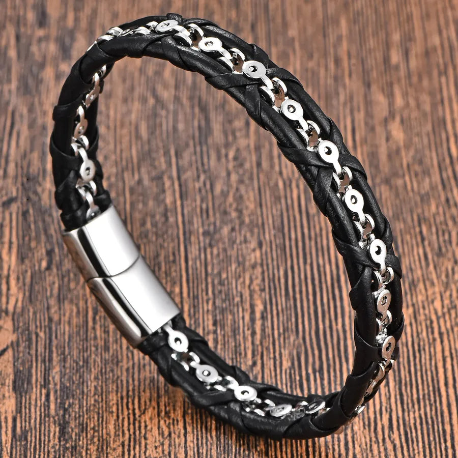 Genuine Leather Bracelet Simple Leather Bracelet Men's Leather Bracelet Original Jewelry Magnet Bracelet 888