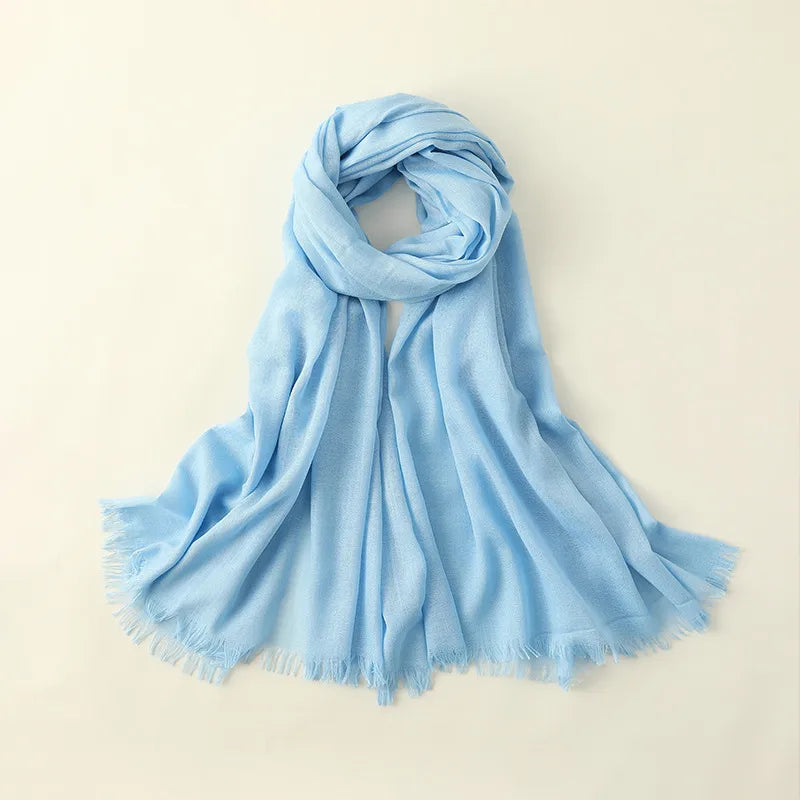 women's elegant solid color cotton silk scarves