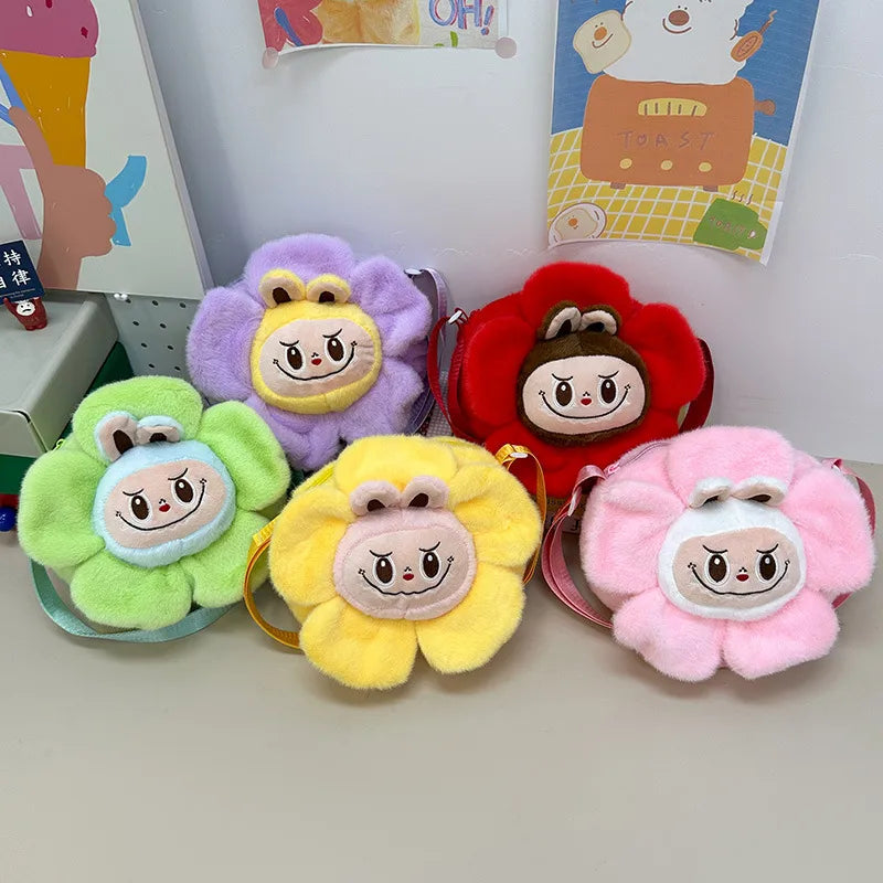 Women's Small Plush Cartoon Cute Round Zipper Crossbody Bag